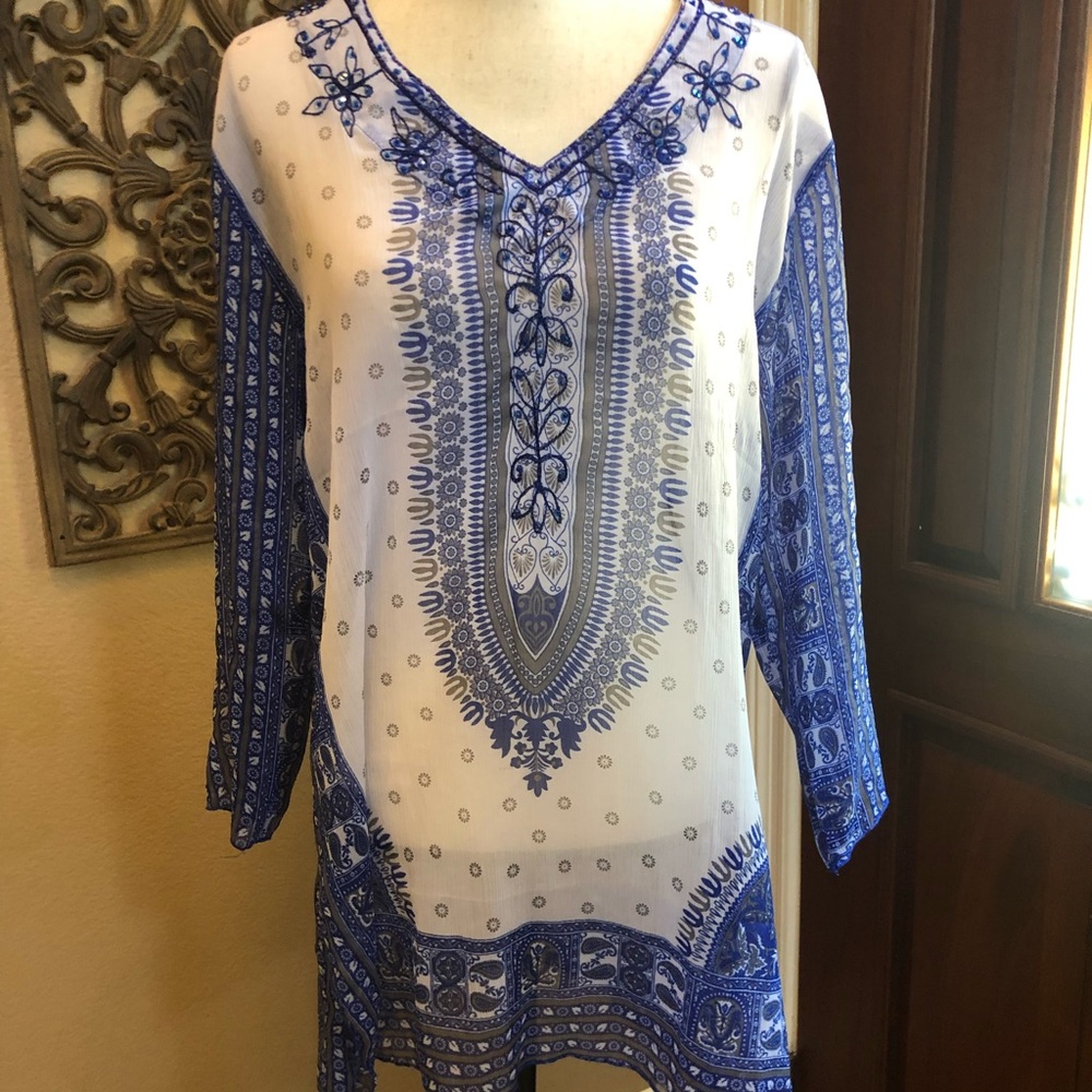 Stunning Boho Beaded Swim Coverup S/M